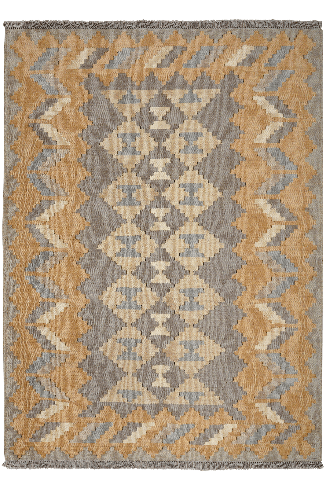 Kelim Gashgai — Handmade, 119x165 cm, Grey, 100% Virgin Wool | Main view