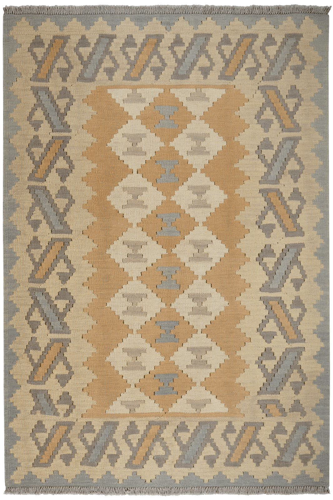 Kelim Gashgai — Handmade, 118x170 cm, Beige, 100% Virgin Wool | Main view