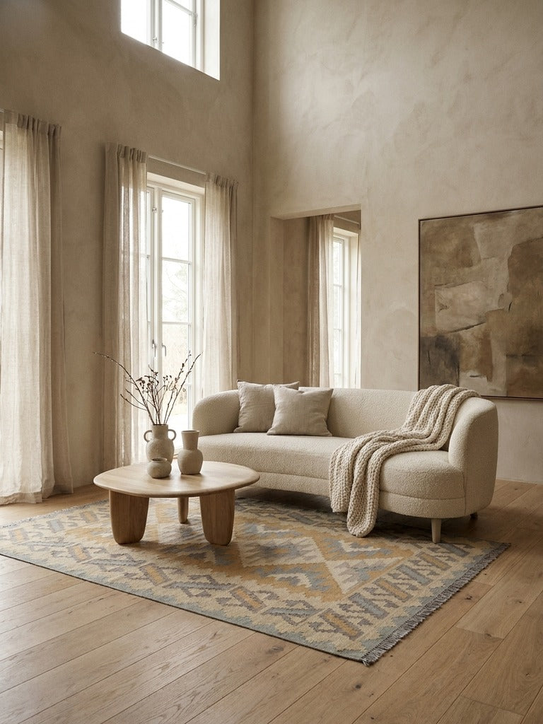 Kelim Gashgai — Handmade, 121x175 cm, Beige, 100% Virgin Wool | Detail view