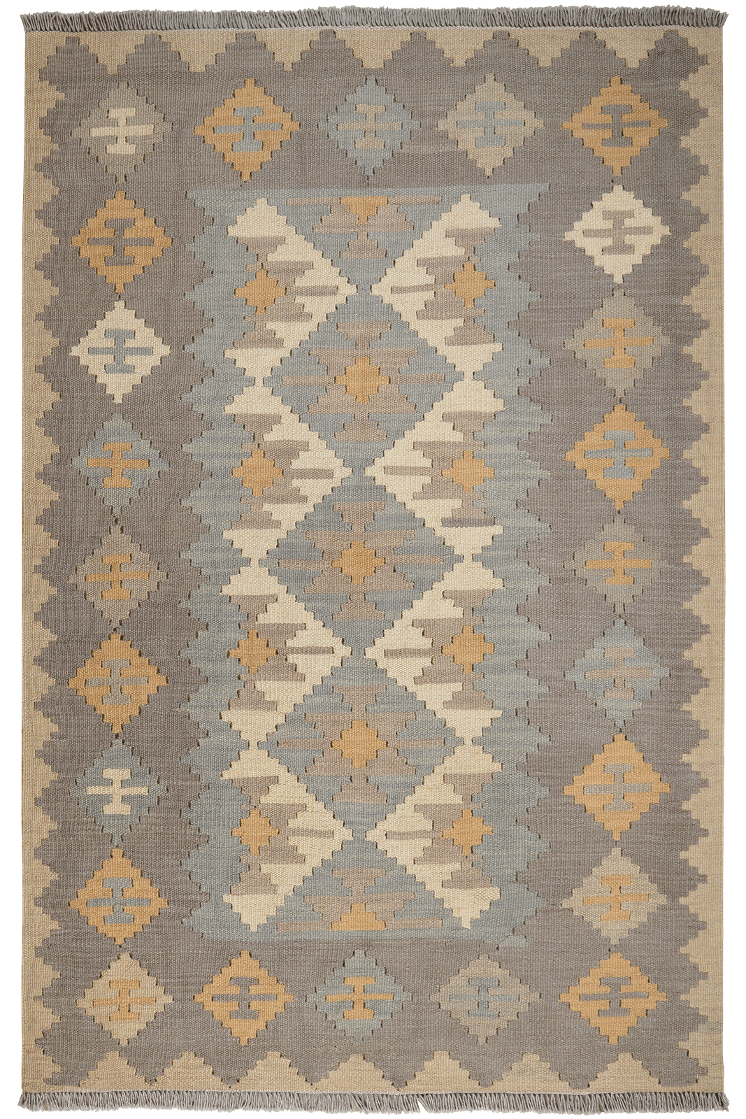 Kelim Gashgai — Handmade, 121x183 cm, Grey, 100% Virgin Wool | Main view
