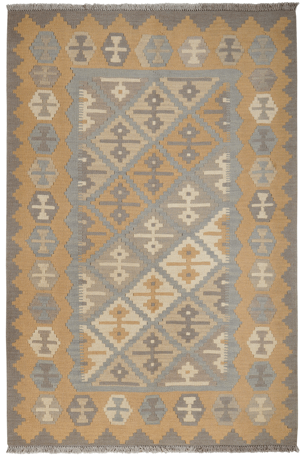 Kelim Gashgai — Handmade, 116x173 cm, Grey, 100% Virgin Wool | Main view