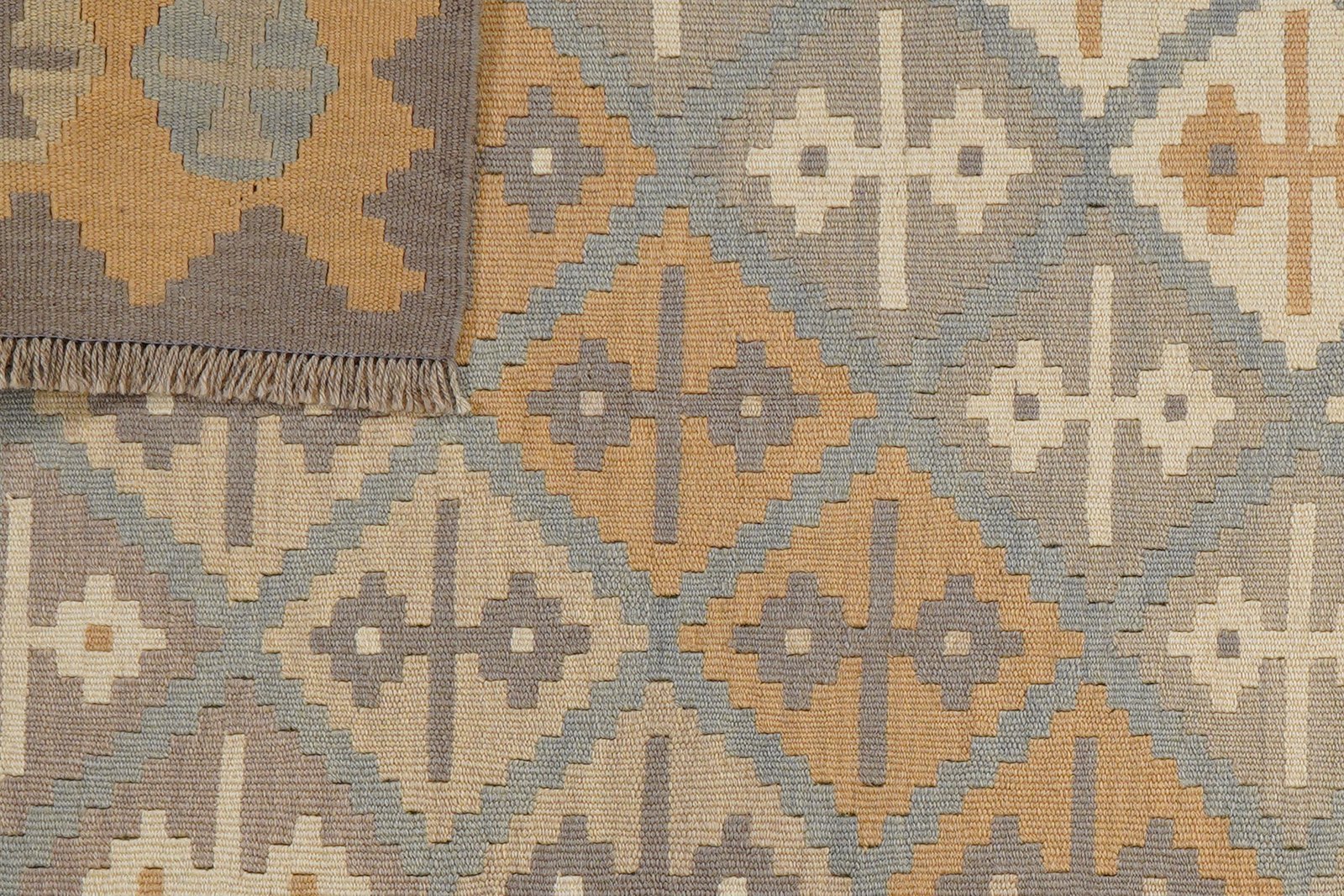 Kelim Gashgai — Handmade, 116x173 cm, Grey, 100% Virgin Wool | View 6