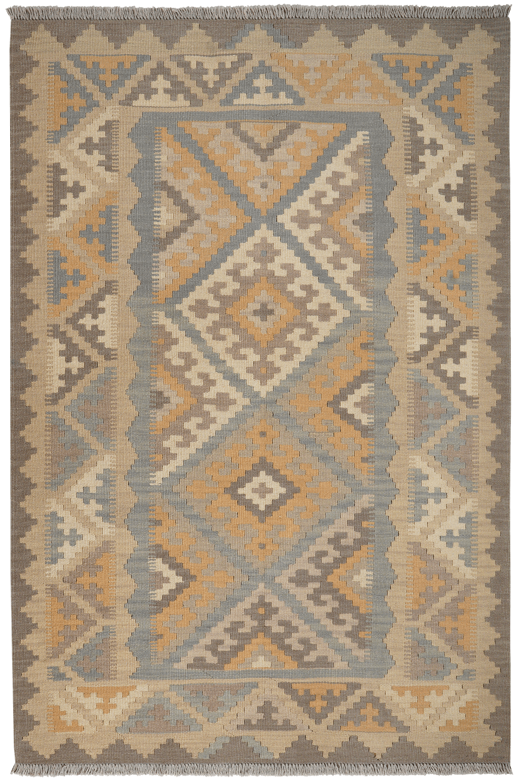 Kelim Gashgai — Handmade, 122x183 cm, Grey, 100% Virgin Wool | Main view