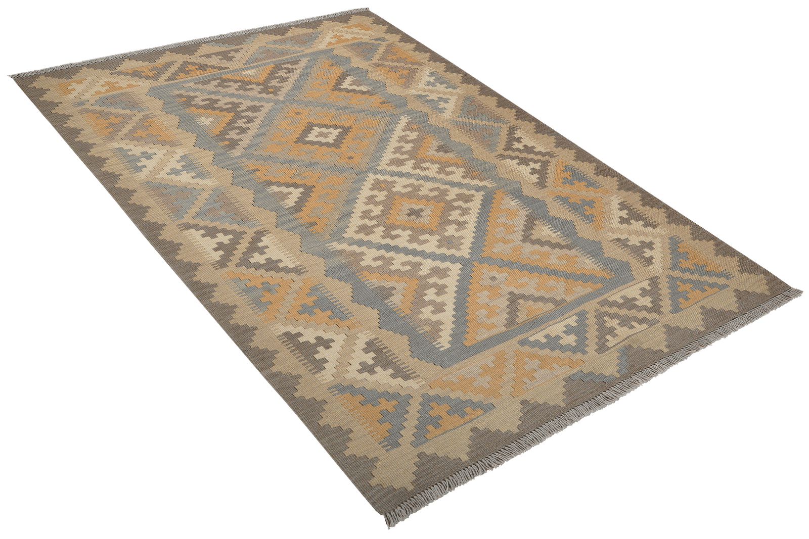 Kelim Gashgai — Handmade, 122x183 cm, Grey, 100% Virgin Wool | View 4