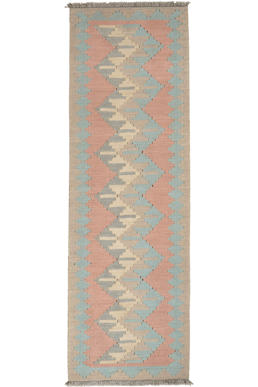 Kelim Gashgai — Handmade, 57x186 cm, Pink, 100% Virgin Wool | Main view