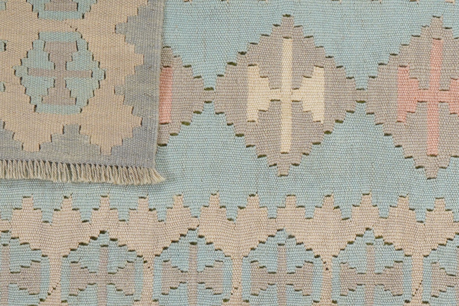 Kelim Gashgai — Handmade, 80x197 cm, Green, 100% Virgin Wool | View 6