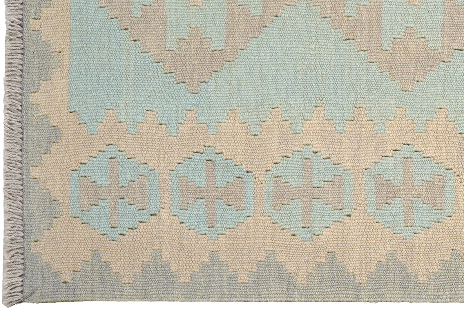 Kelim Gashgai — Handmade, 80x198 cm, Green, 100% Virgin Wool | View 3