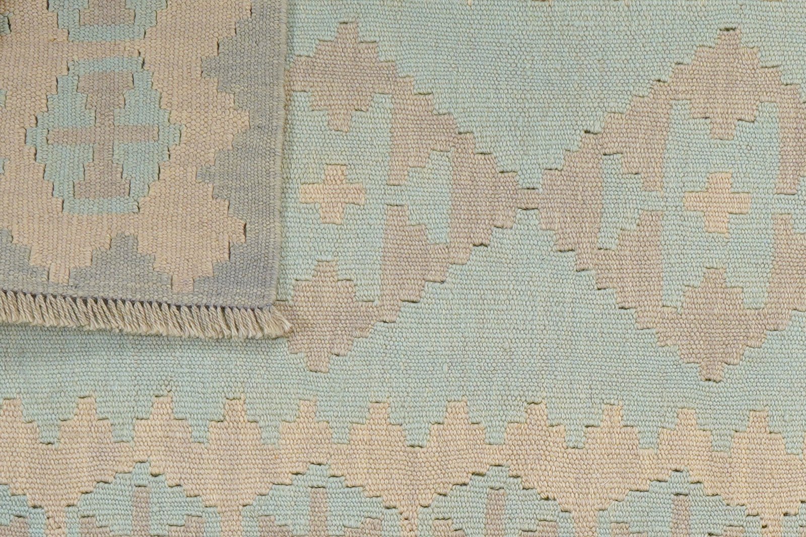 Kelim Gashgai — Handmade, 80x198 cm, Green, 100% Virgin Wool | View 6