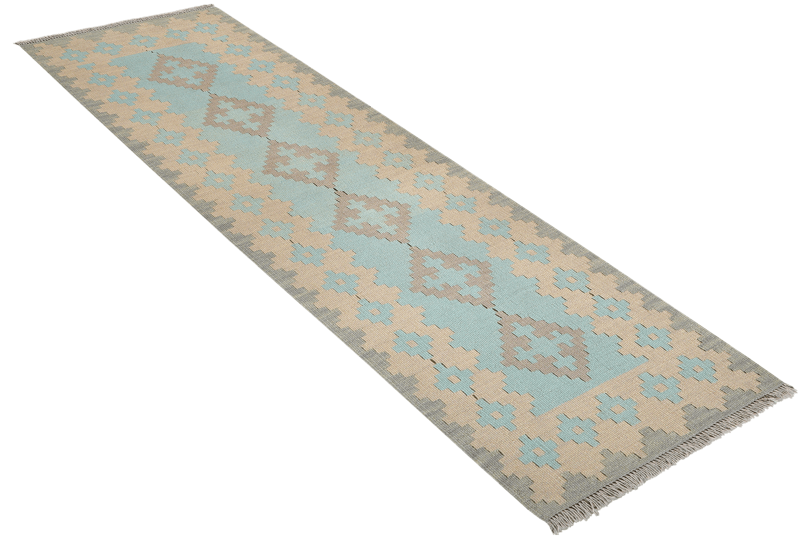 Kelim Gashgai — Handmade, 64x199 cm, Green, 100% Virgin Wool | View 4