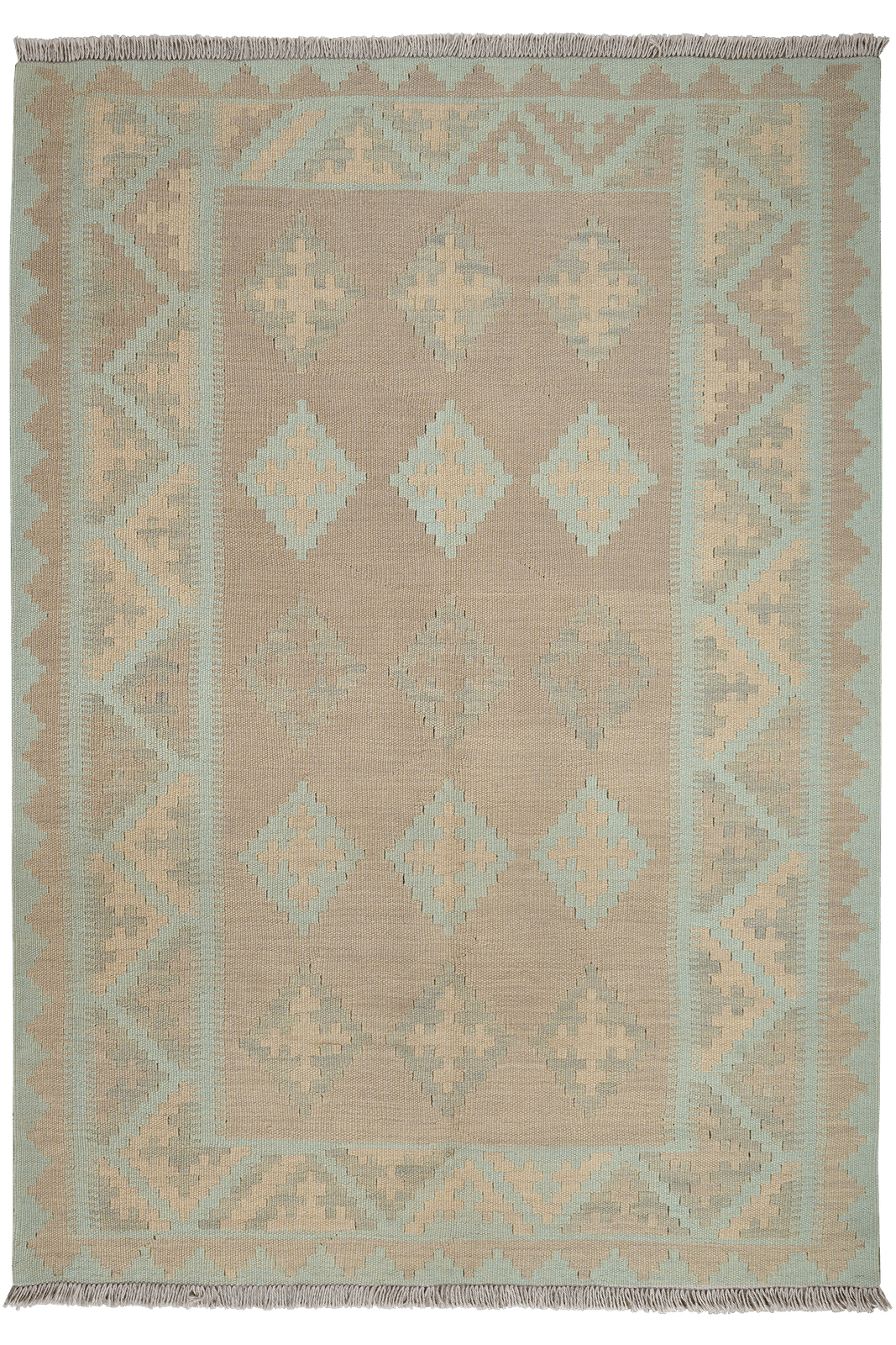 Kelim Gashgai — Handmade, 124x173 cm, Grey, 100% Virgin Wool | Main view