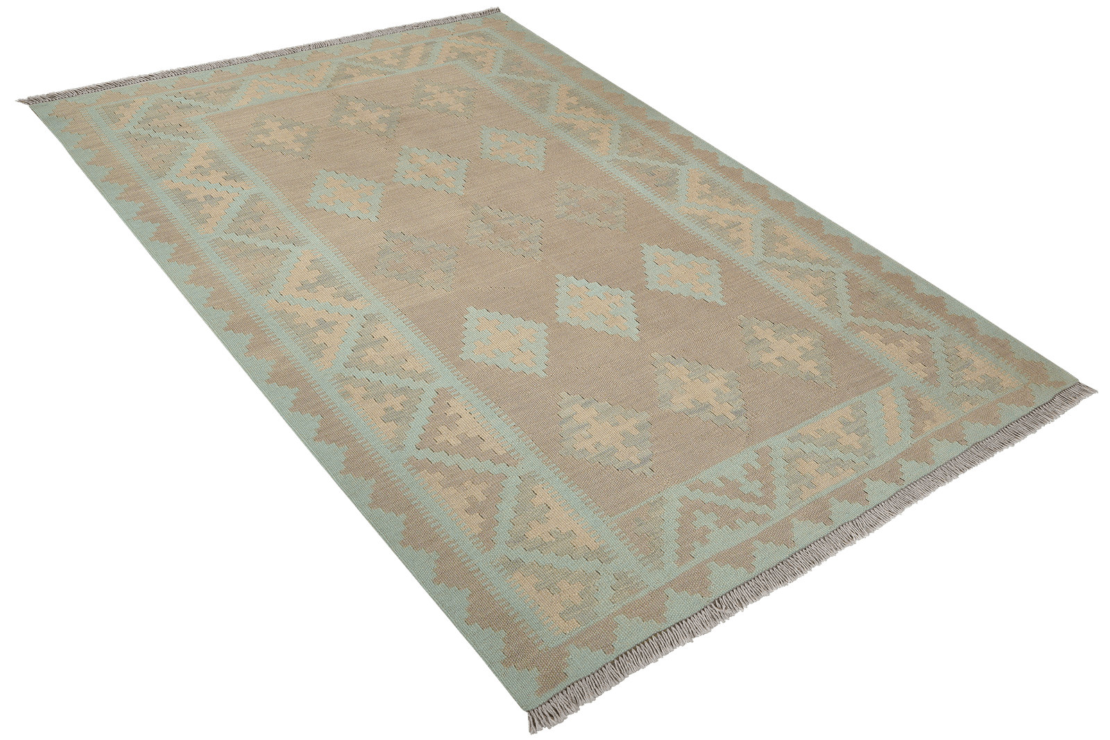 Kelim Gashgai — Handmade, 124x173 cm, Grey, 100% Virgin Wool | View 4