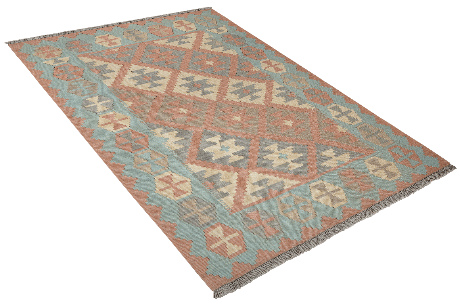 Kelim Gashgai — Handmade, 121x170 cm, Pink, 100% Virgin Wool | View 4