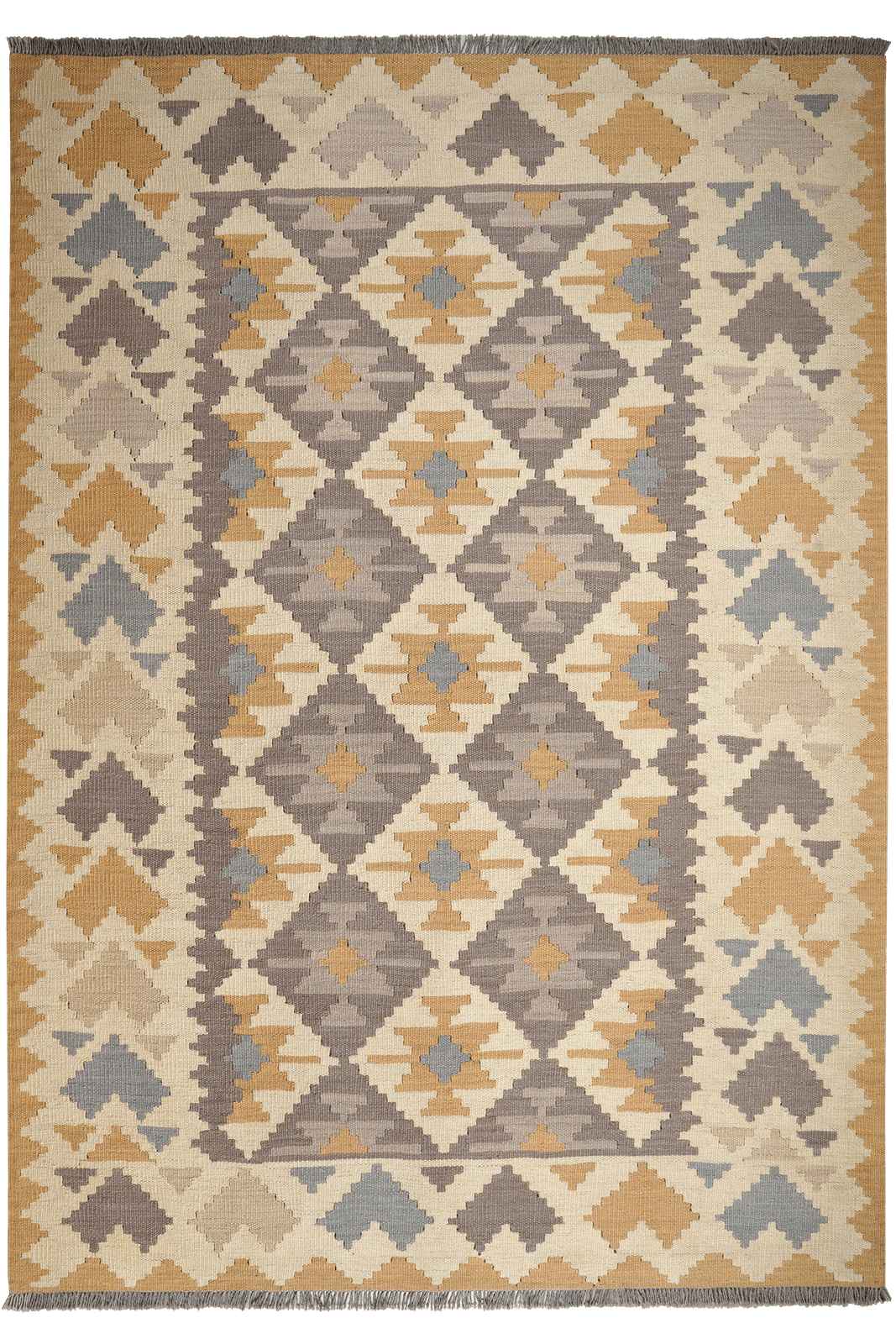 Kelim Gashgai — Handmade, 170x239 cm, Grey, 100% Virgin Wool | Main view