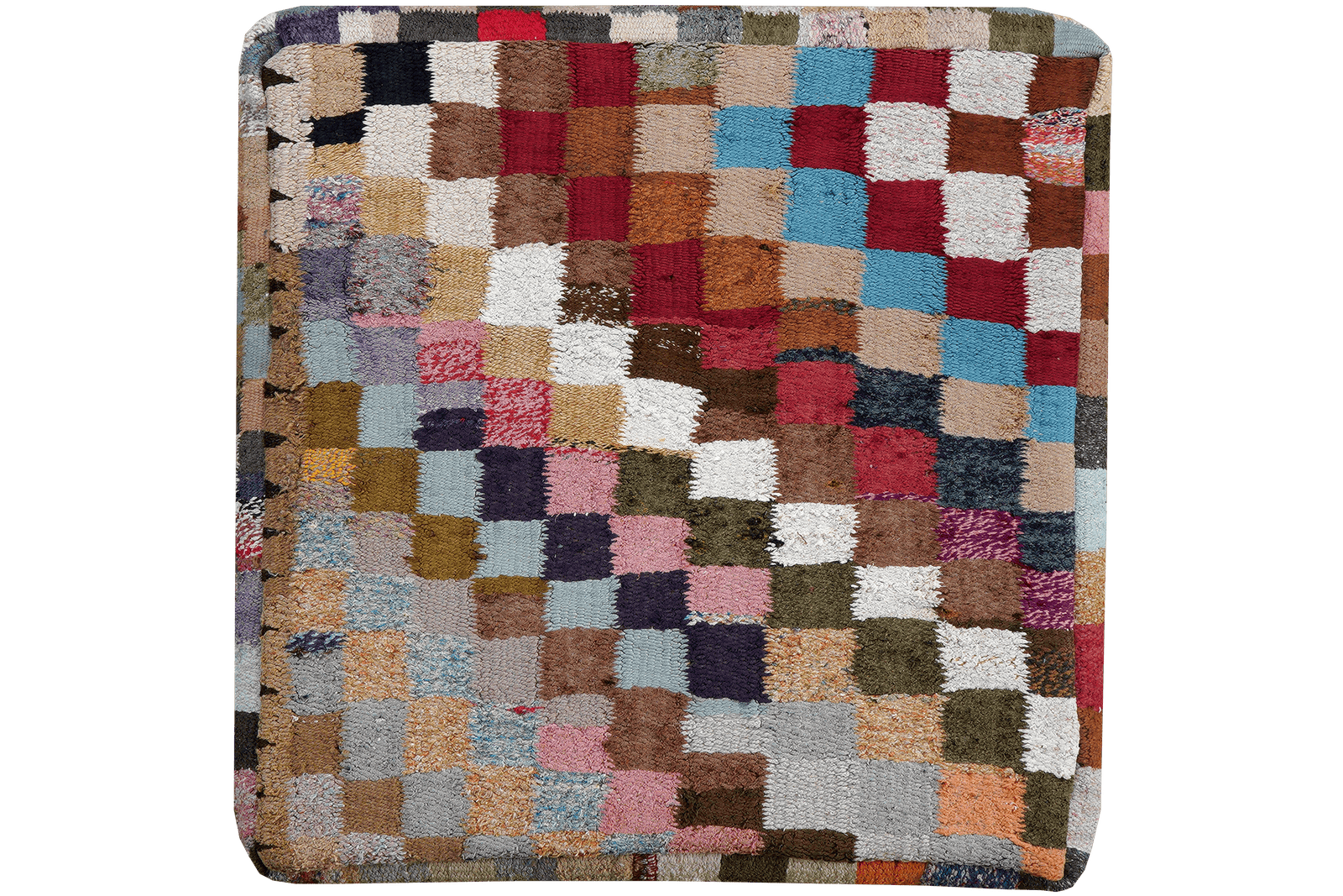 Kelim Pouf — Handmade, 65x65 cm, Multicolor, 100% Virgin Wool | Main view