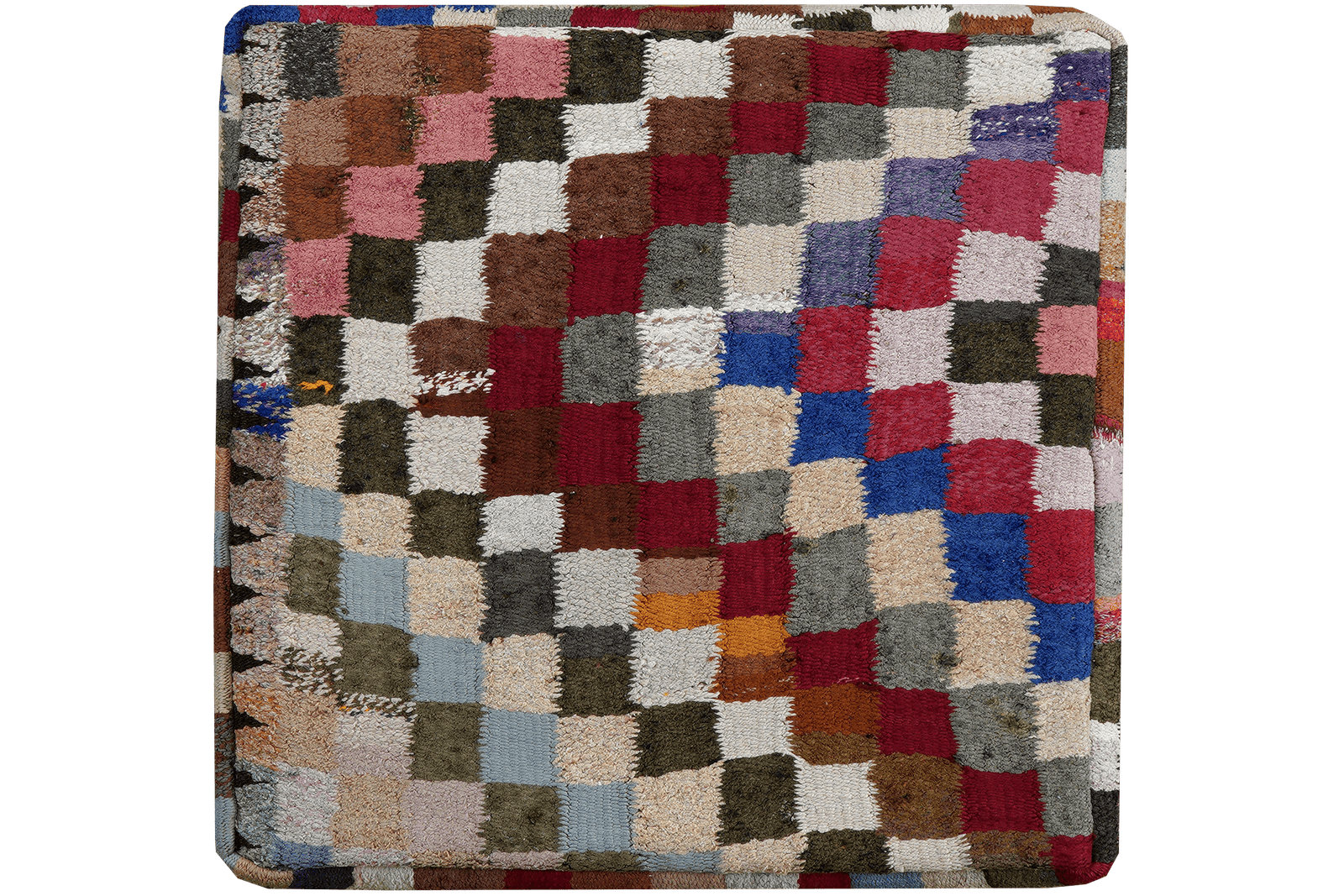 Kelim Pouf — Handmade, 65x65 cm, Multicolor, 100% Virgin Wool | Main view