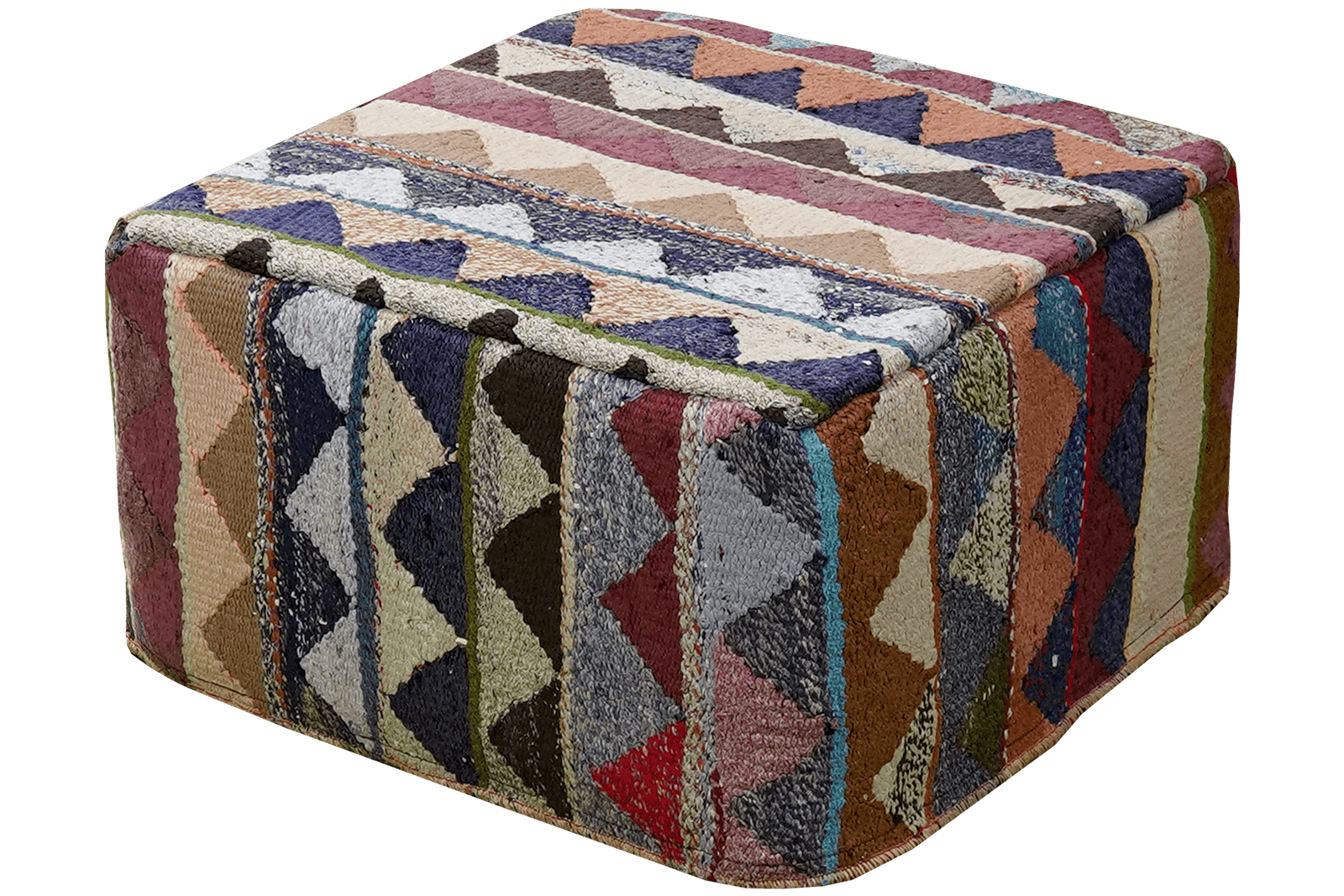 Kelim Pouf — Handmade, 65x65 cm, Multicolor, 100% Virgin Wool | View 4