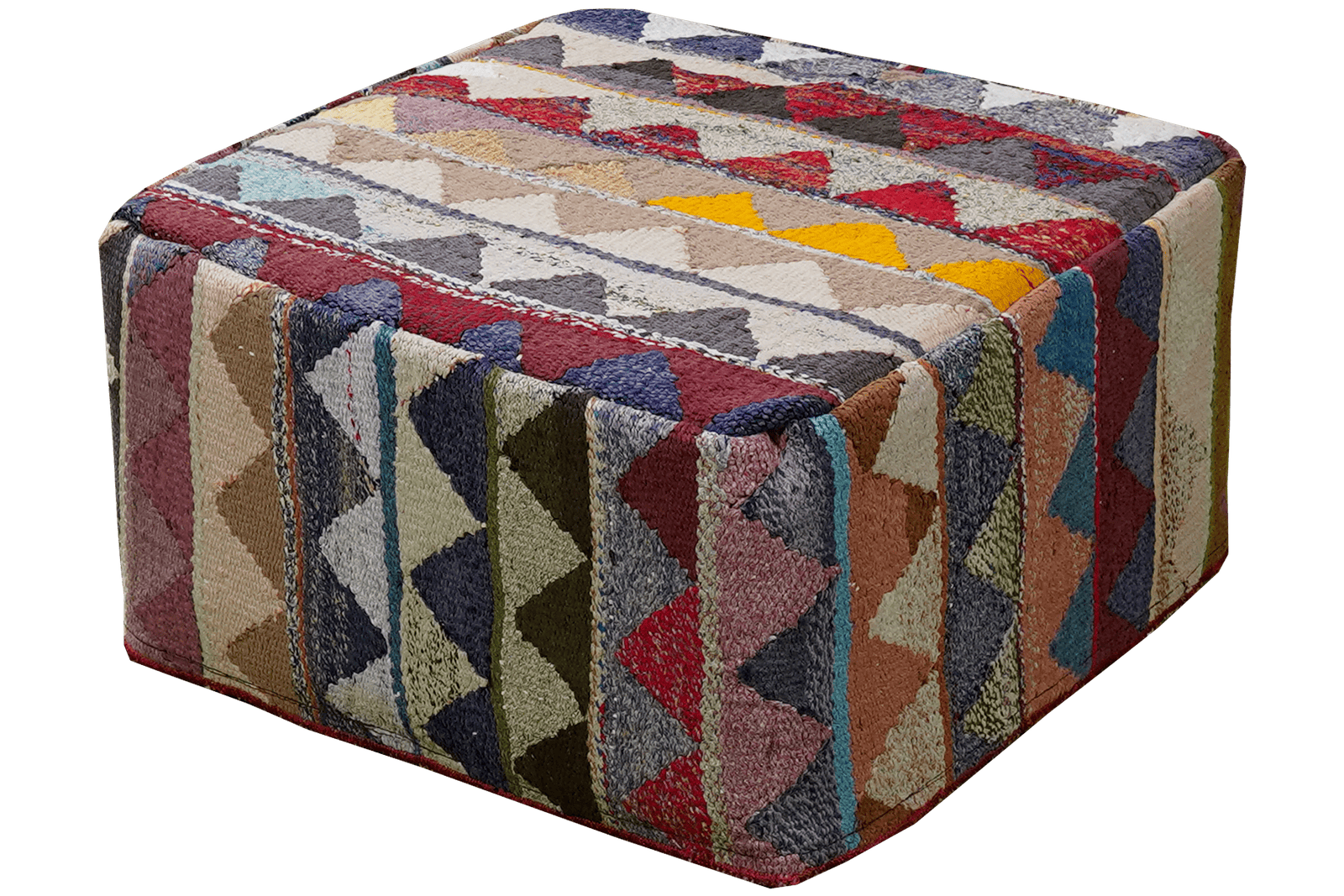 Kelim Pouf — Handmade, 65x65 cm, Multicolor, 100% Virgin Wool | View 4