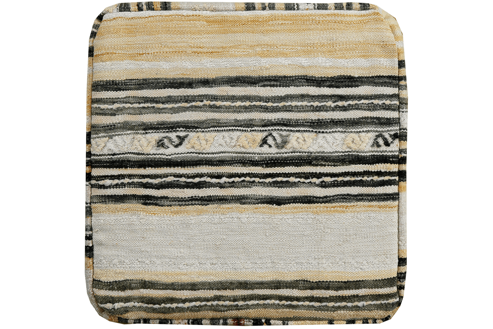 Kelim Pouf — Handmade, 65x65 cm, Multicolor, 100% Virgin Wool | Main view