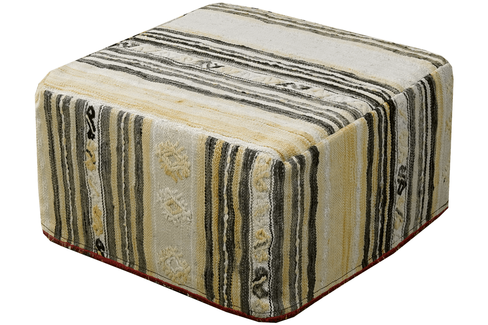 Kelim Pouf — Handmade, 65x65 cm, Multicolor, 100% Virgin Wool | View 3