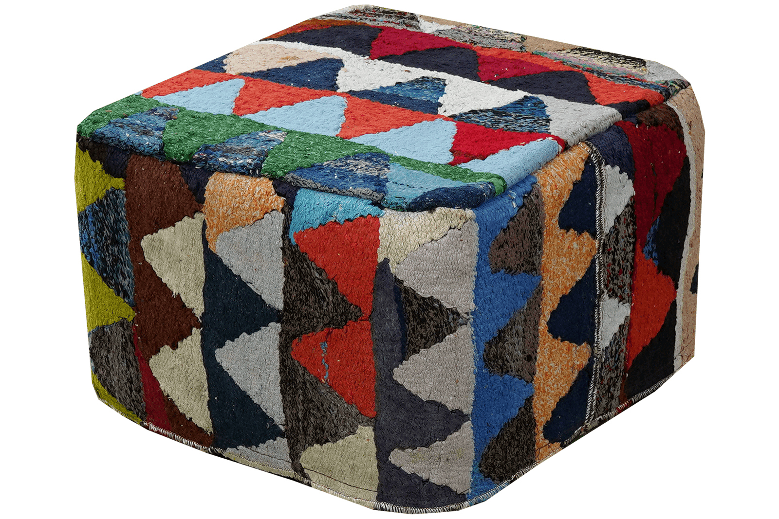 Kelim Pouf — Handmade, 55x55 cm, Multicolor, 100% Virgin Wool | View 4
