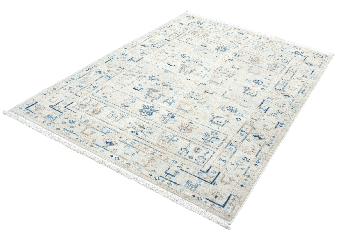 Shahi — Handmade, 121x185 cm, Beige, 100% Cotton | View 6