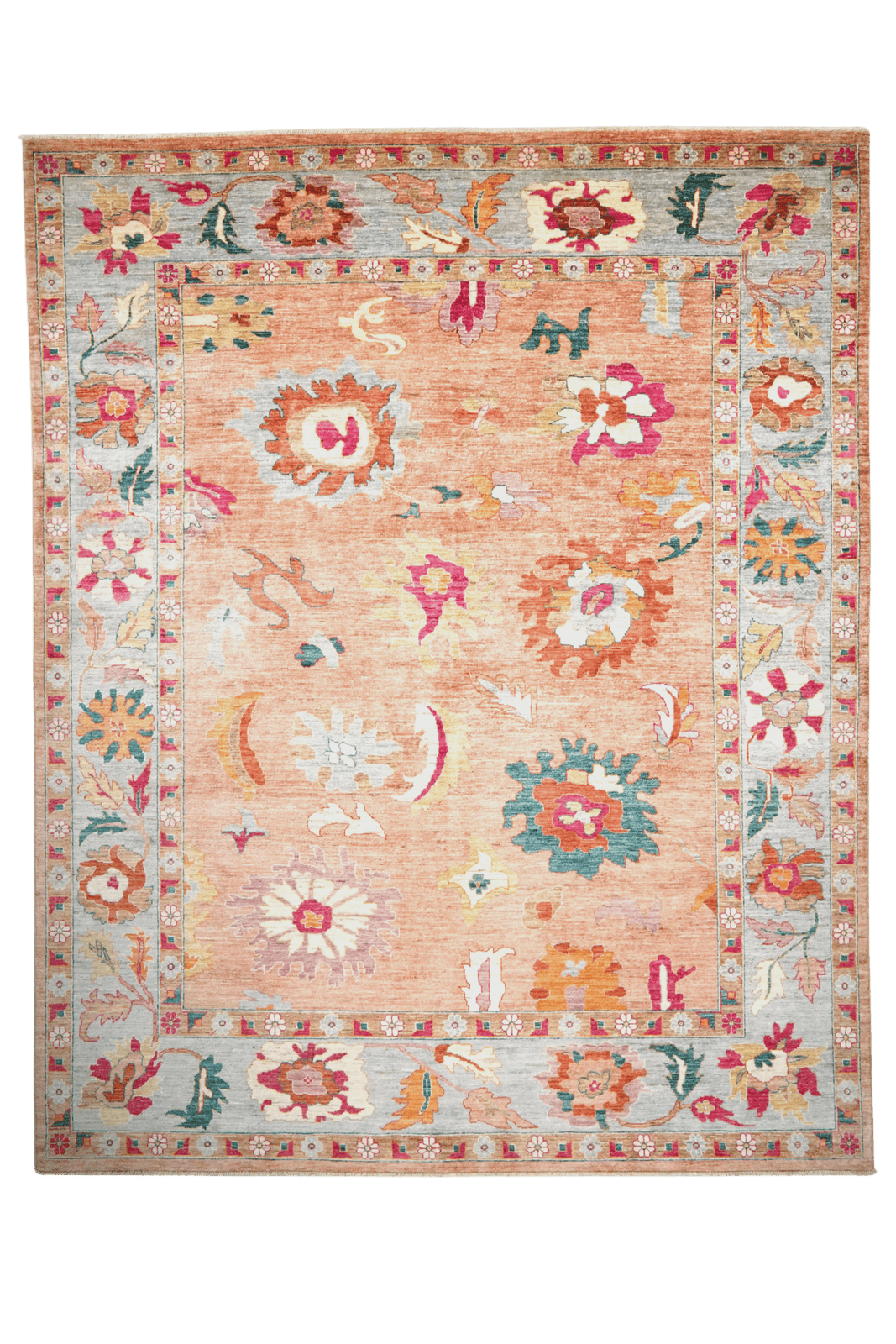 Ushak — Handmade, 246x299 cm, Orange, 100% Cotton | Main view