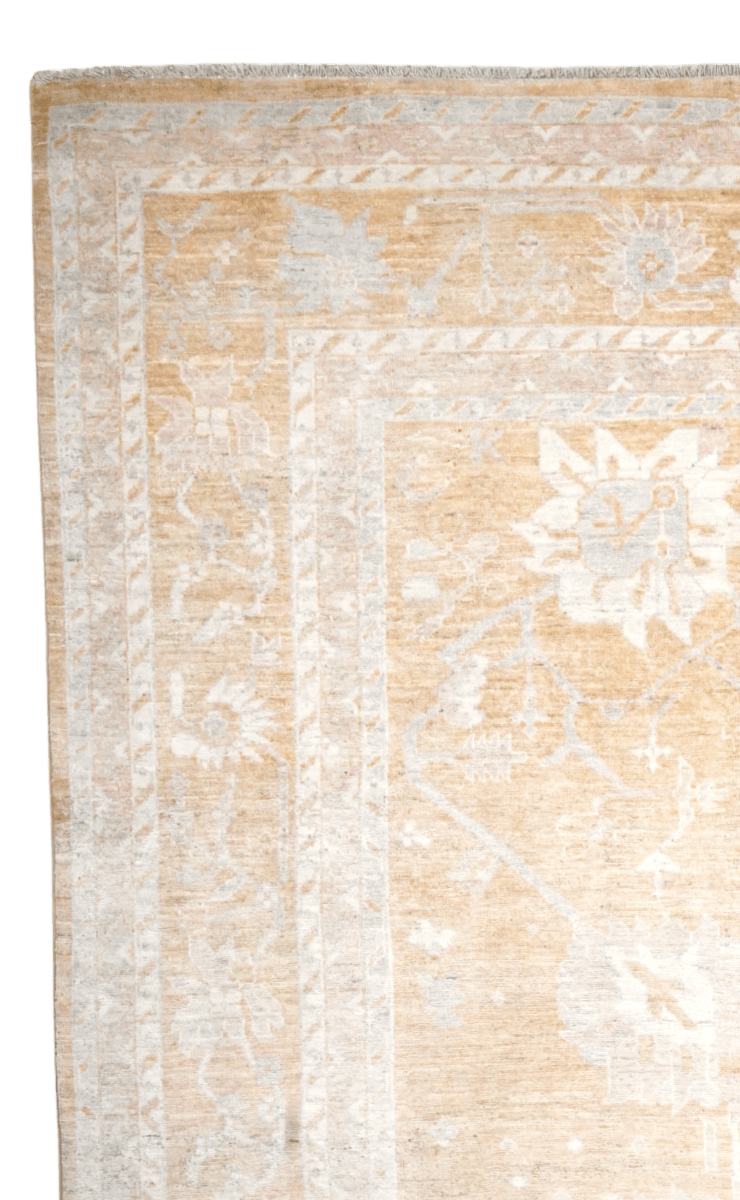 Ushak — Handmade, 246x306 cm, Beige, 100% Cotton | View 3
