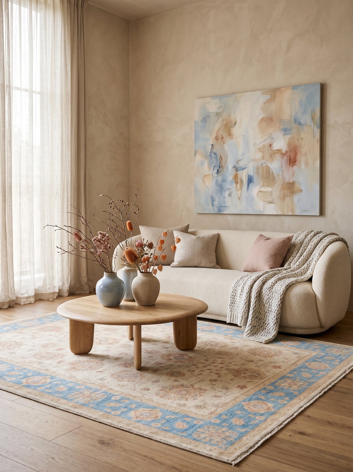 Kaizar — Handmade, 154x200 cm, Beige, 100% Cotton | Detail view