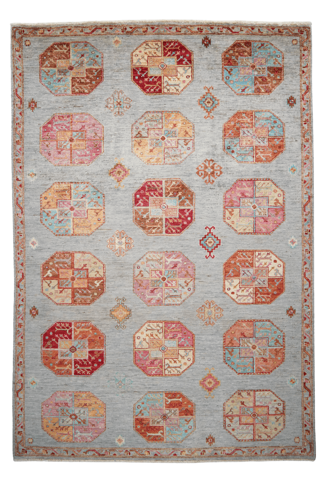 Ariana — Handmade, 170x246 cm, Grey, 100% Cotton | Main view