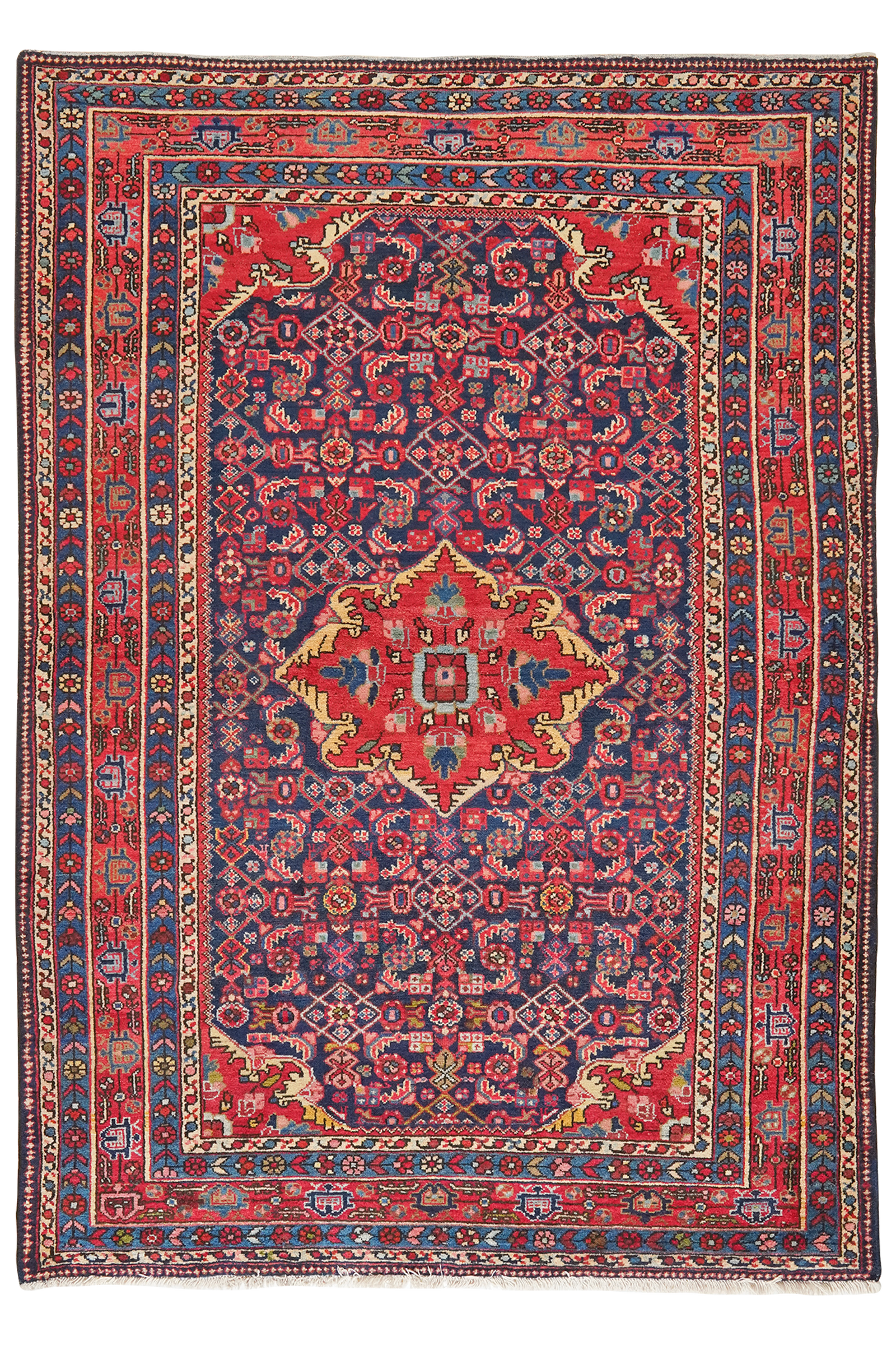 Koutabad — Handgefertigt, 206x148 cm, Rot,blau, 100% Virgin Wool | Main view