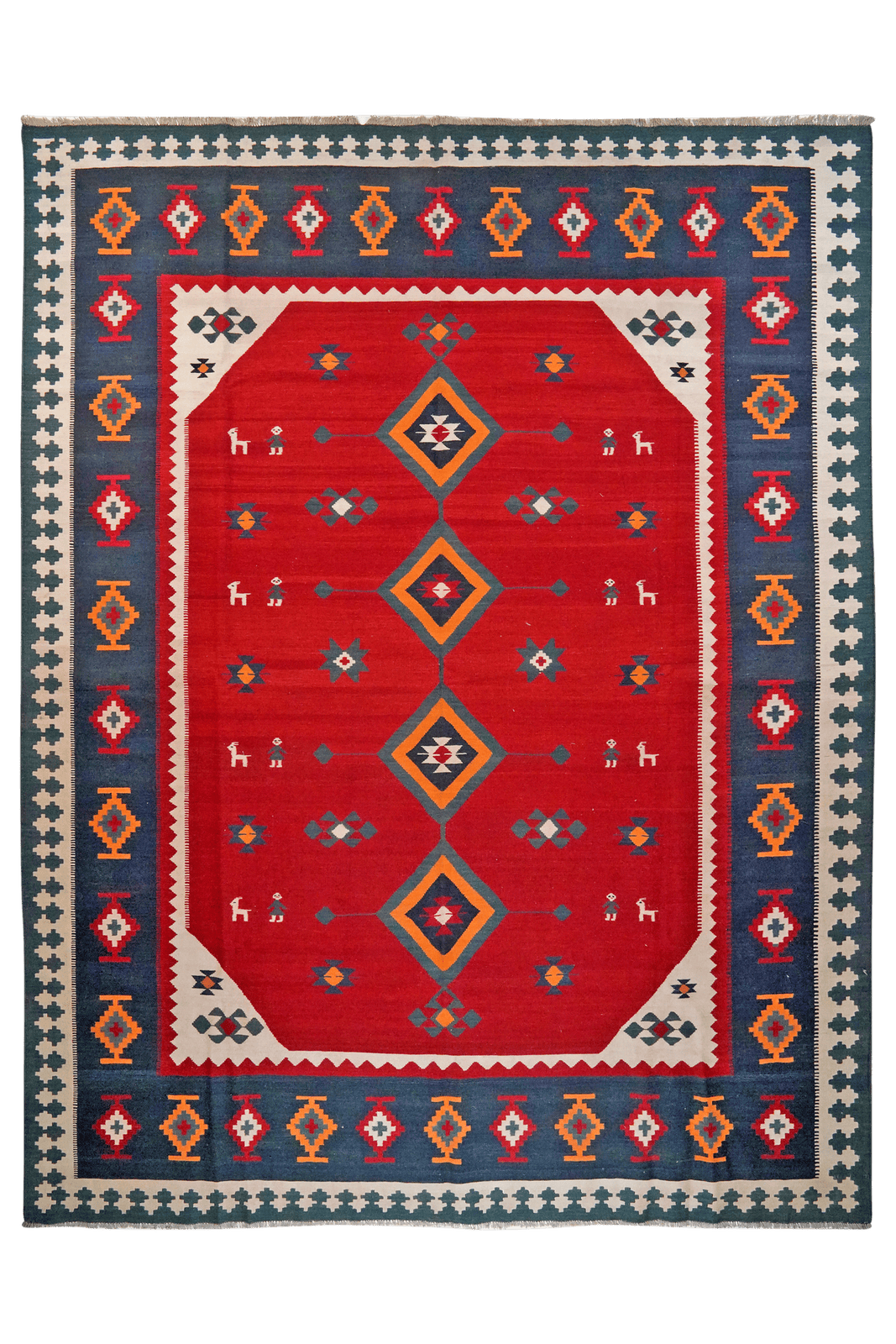Kelim Gashgai — Handmade, 311x395 cm, Red, 100% Virgin Wool | Main view