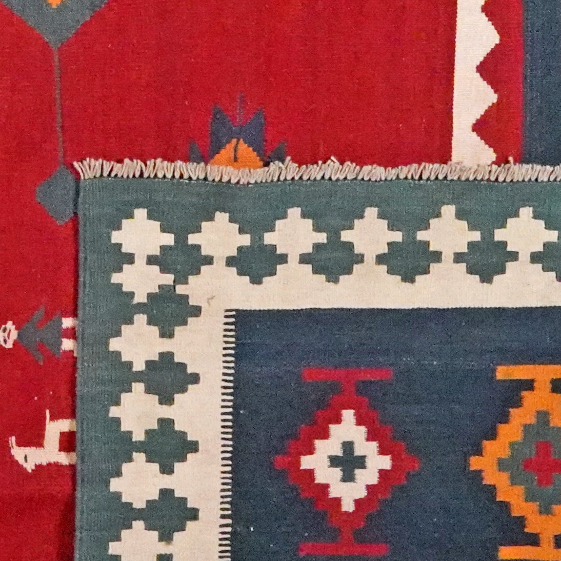 Kelim Gashgai — Handmade, 311x395 cm, Red, 100% Virgin Wool | View 6