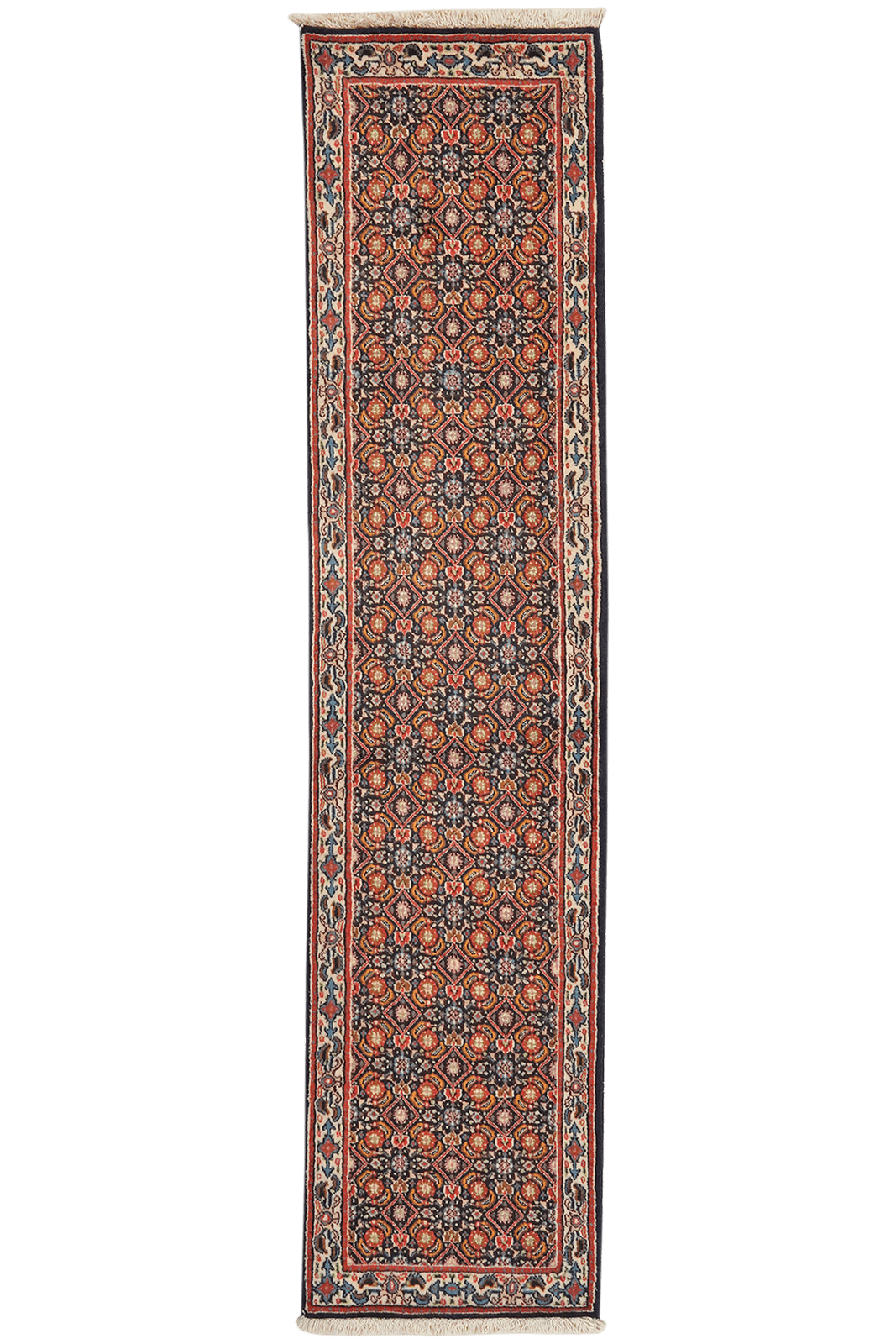 Moud Mahi — Hand-knotted, 48x203 cm, Blue, 100% Virgin Wool | Main view