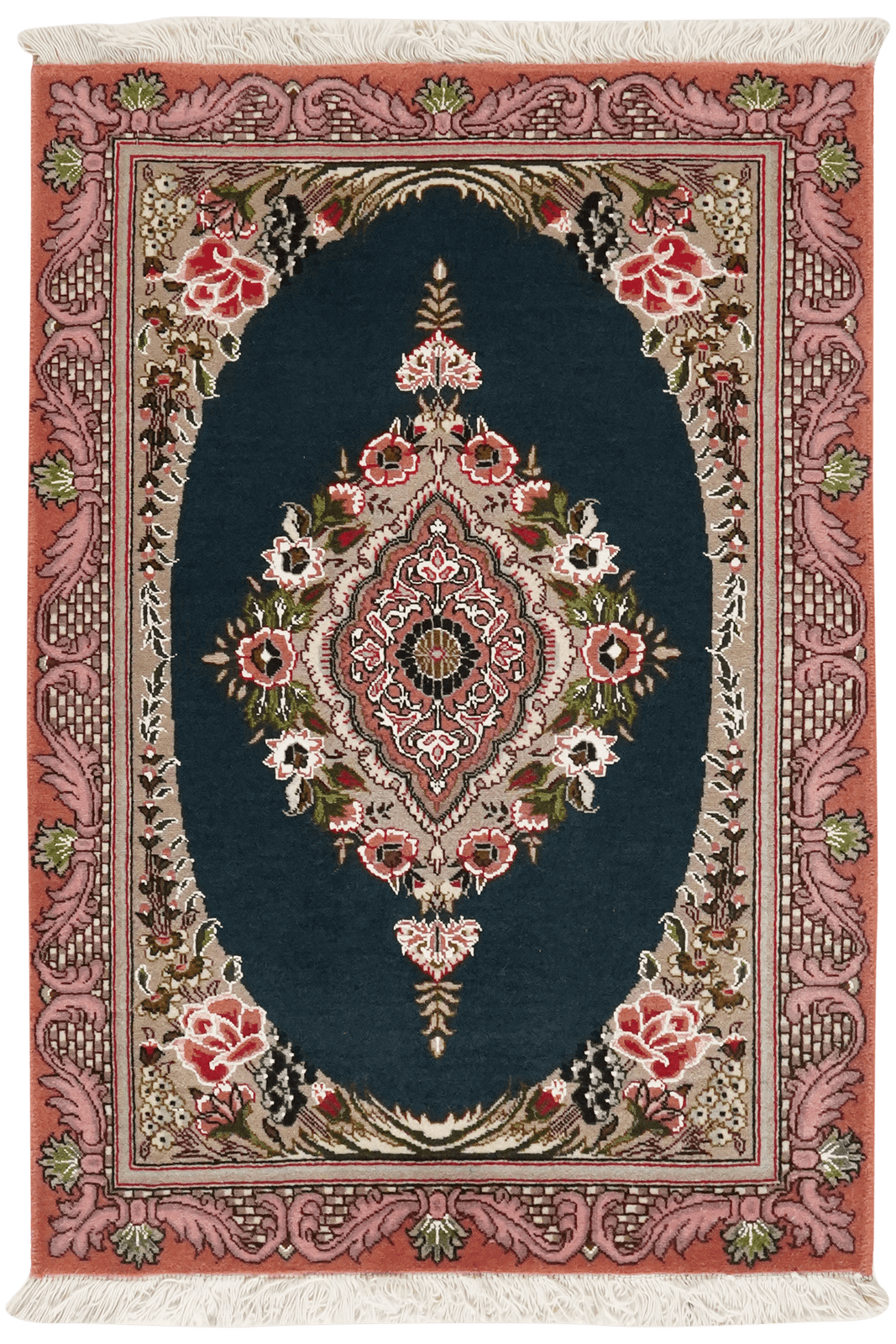 Tabriz 50 Raj — Hand-knotted, 62x89 cm, Blue, 100% Virgin Wool | Main view