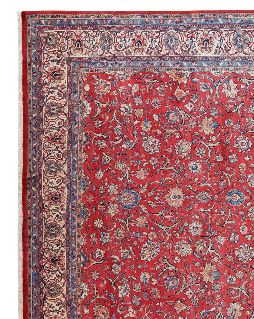 Sarough — Hand-knotted, 277x374 cm, Red, 100% Virgin Wool | View 3