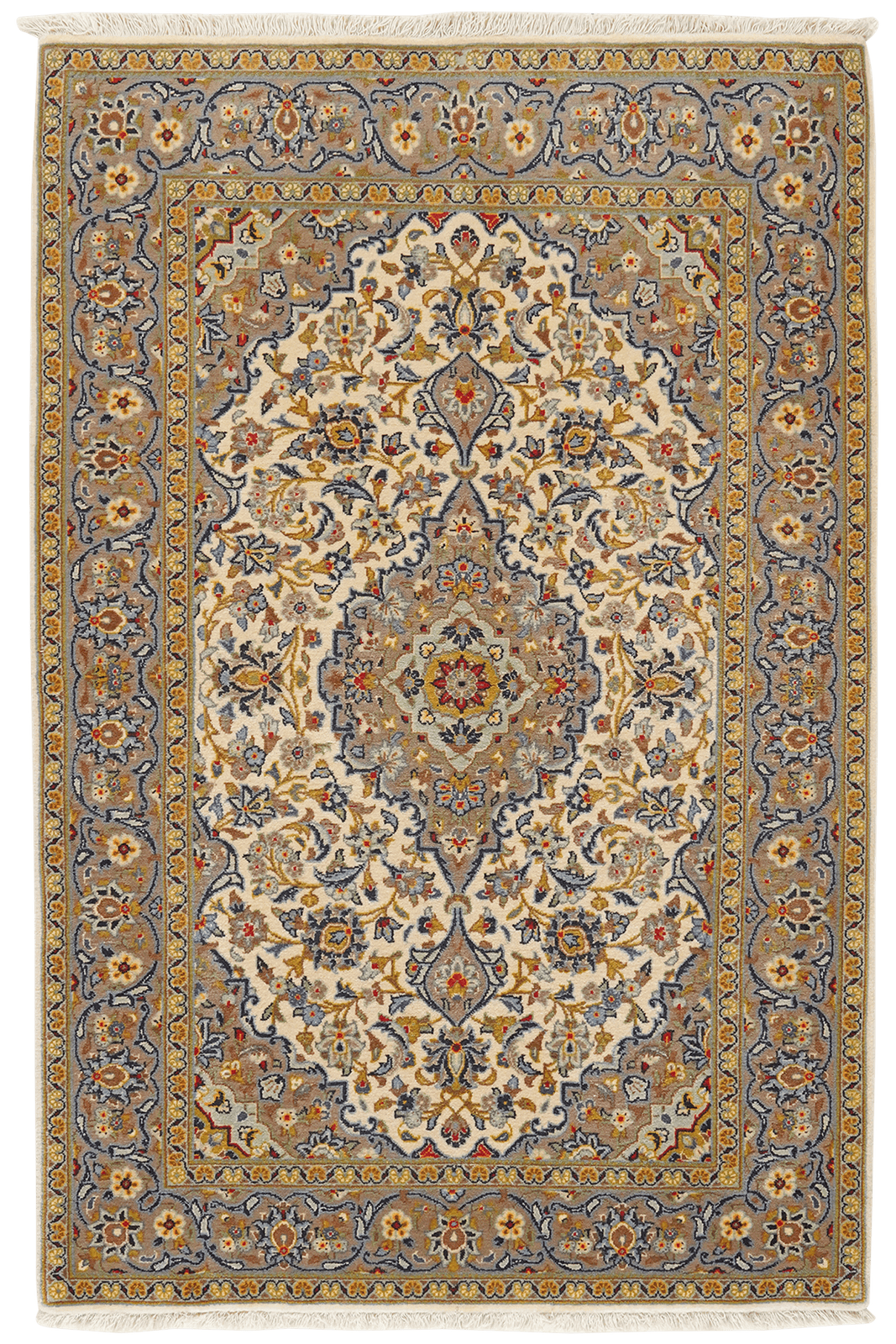 Kashan — Hand-knotted, 113x169 cm, Beige, 100% Virgin Wool | Main view