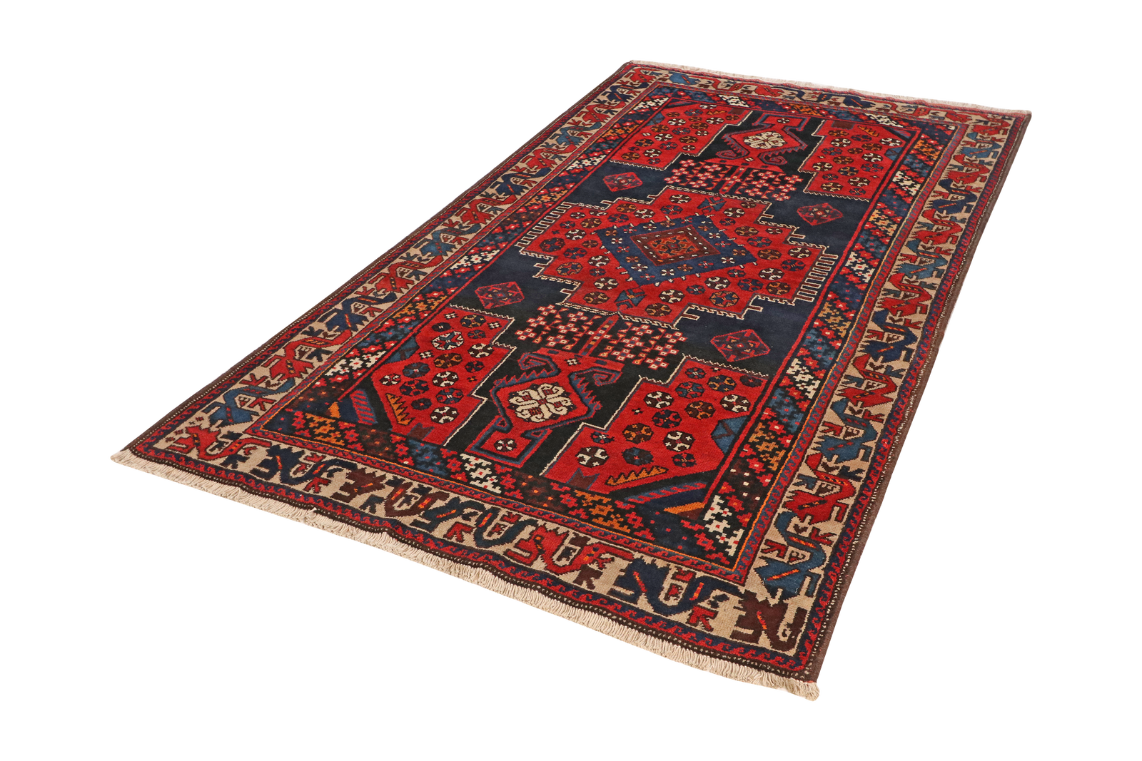 Afshar — Handgefertigt, 225x127 cm, Beige, 100% Virgin Wool | View 6