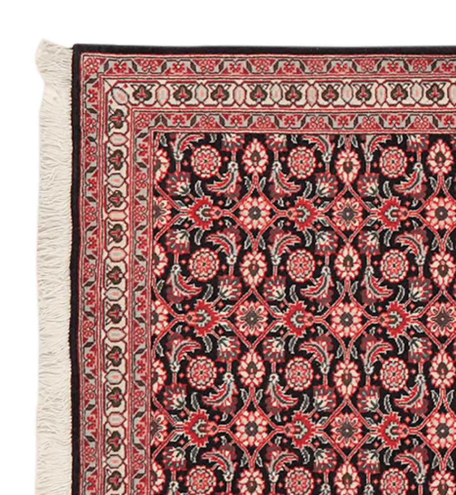 Tabriz 50 Raj — Hand-knotted, 65x195 cm, Black, 100% Virgin Wool | View 3