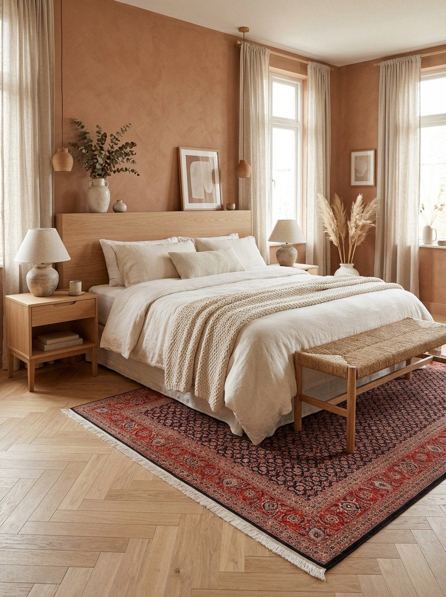 Tabriz 50 Raj — Handgefertigt, 294x199 cm, Rot, 100% Virgin Wool | Detail view