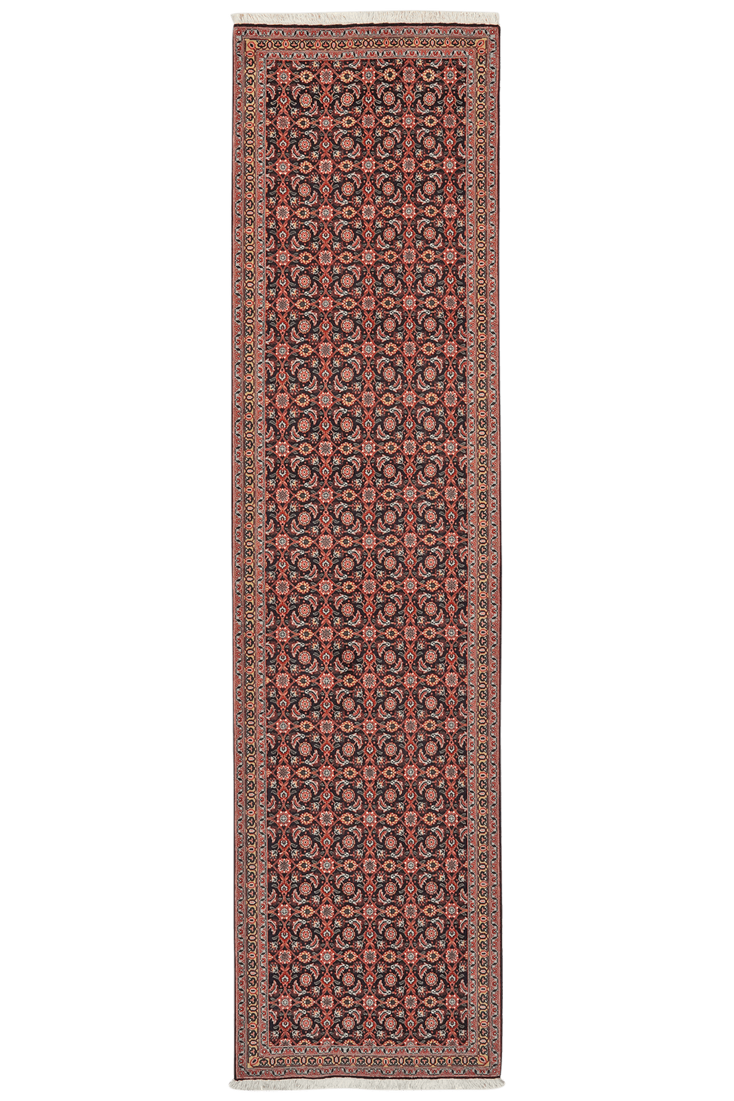 Tabriz 50 Raj — Hand-knotted, 75x302 cm, Black, 100% Virgin Wool | Main view