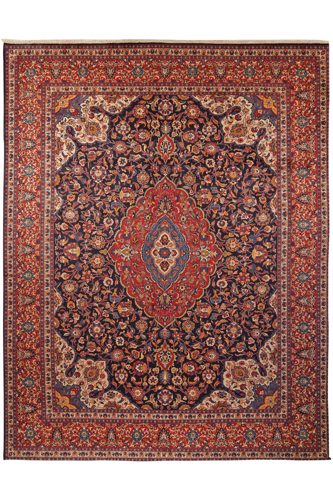 Sarough — Hand-knotted, 296x384 cm, Blue, 100% Virgin Wool | Main view
