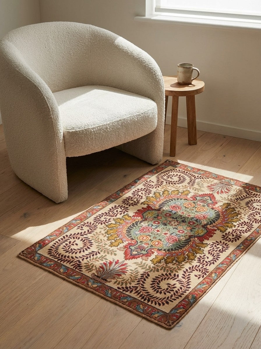 Tabriz Old — Hand-knotted, 63x81 cm, Beige, 100% Virgin Wool | Detail view