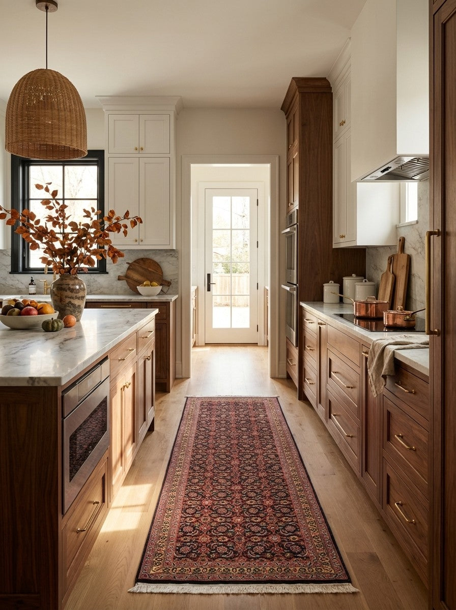 Tabriz 50 Raj — Hand-knotted, 65x199 cm, Blue, 100% Virgin Wool | Back view