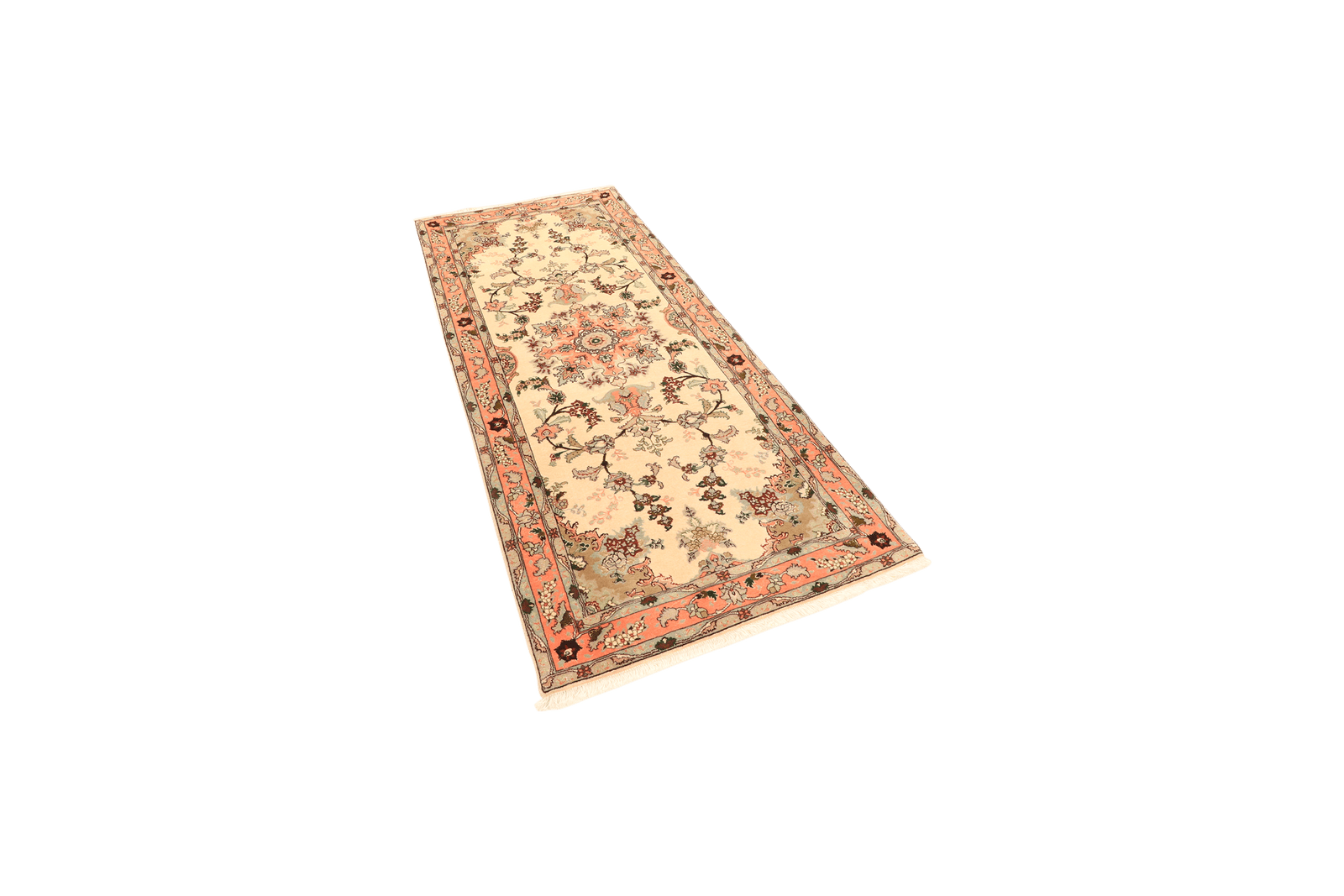 Tabriz 50 Raj — Hand-knotted, 83x205 cm, Beige, 95% Schurwolle, 5% Seide | View 5
