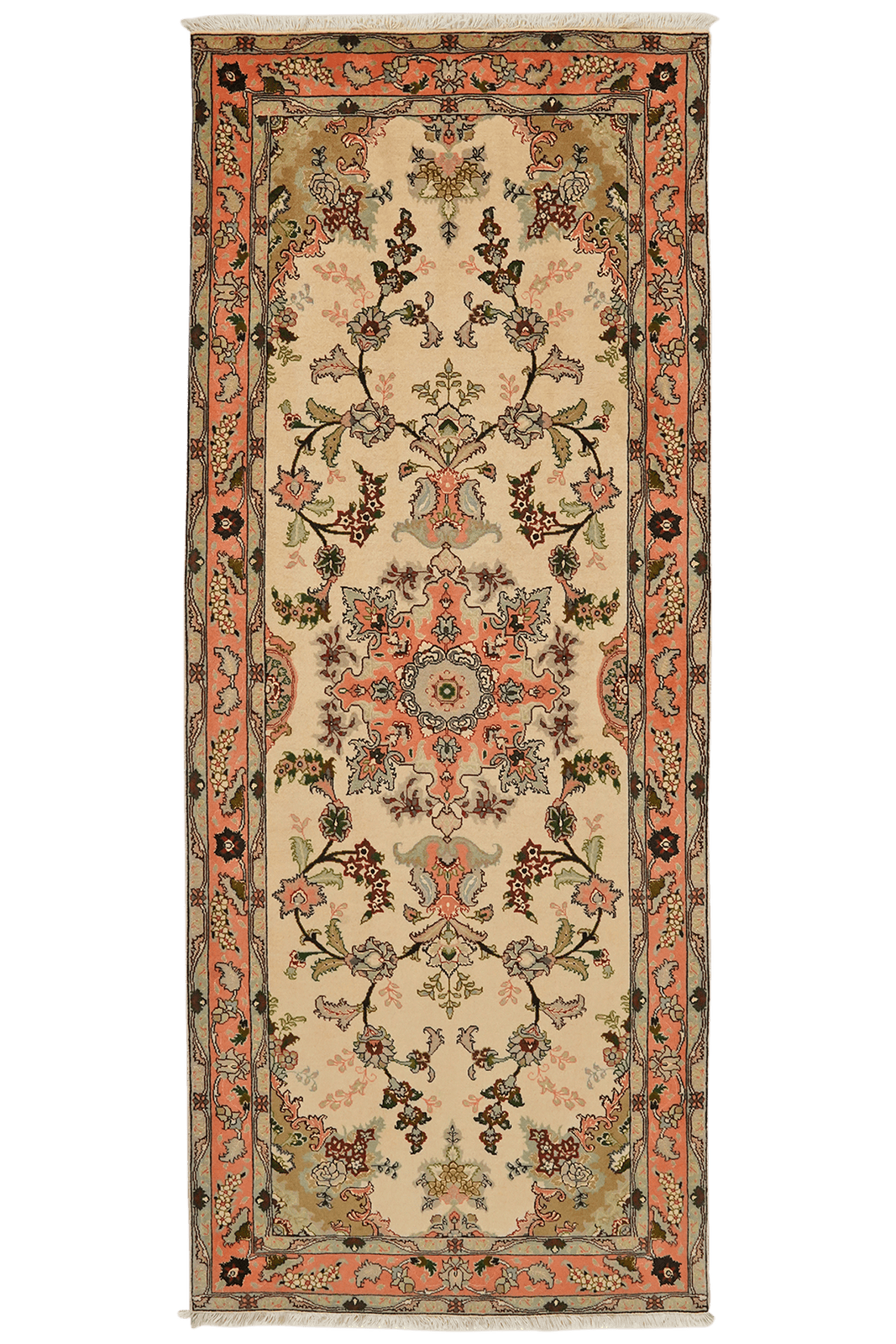 Tabriz 50 Raj — Hand-knotted, 82x202 cm, Beige, 100% Virgin Wool | Main view
