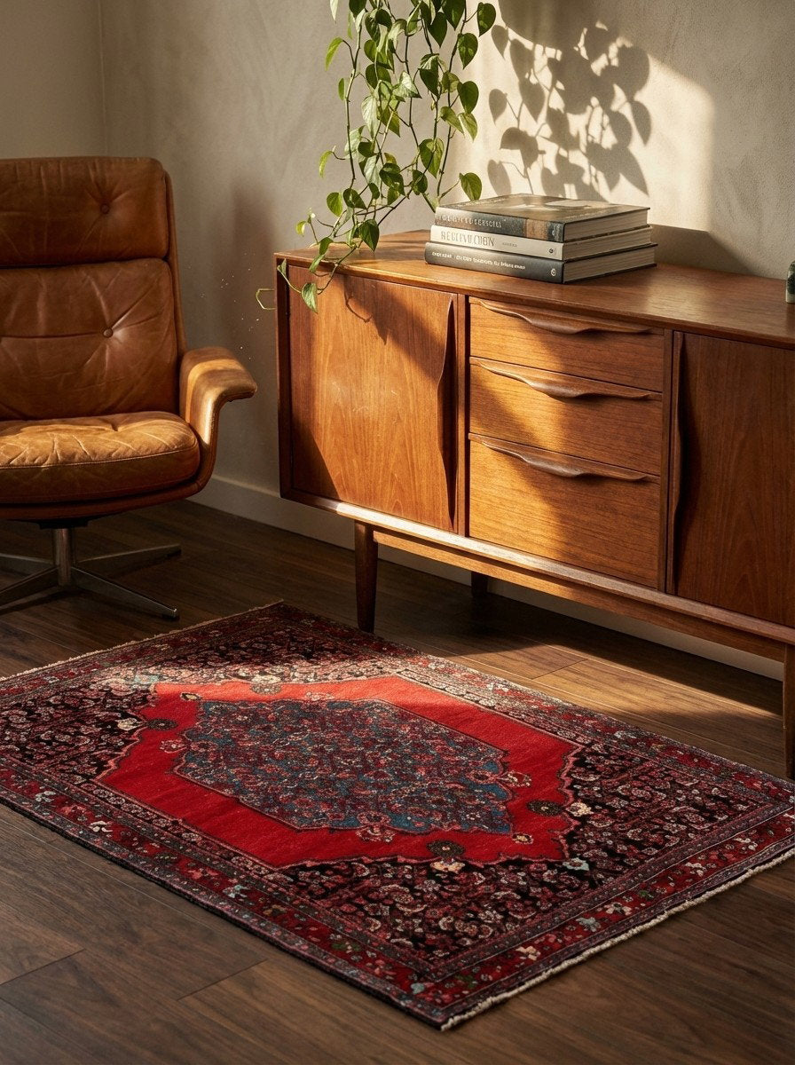 Bidjar — Handgefertigt, 168x110 cm, Rot, 100% Virgin Wool | Back view