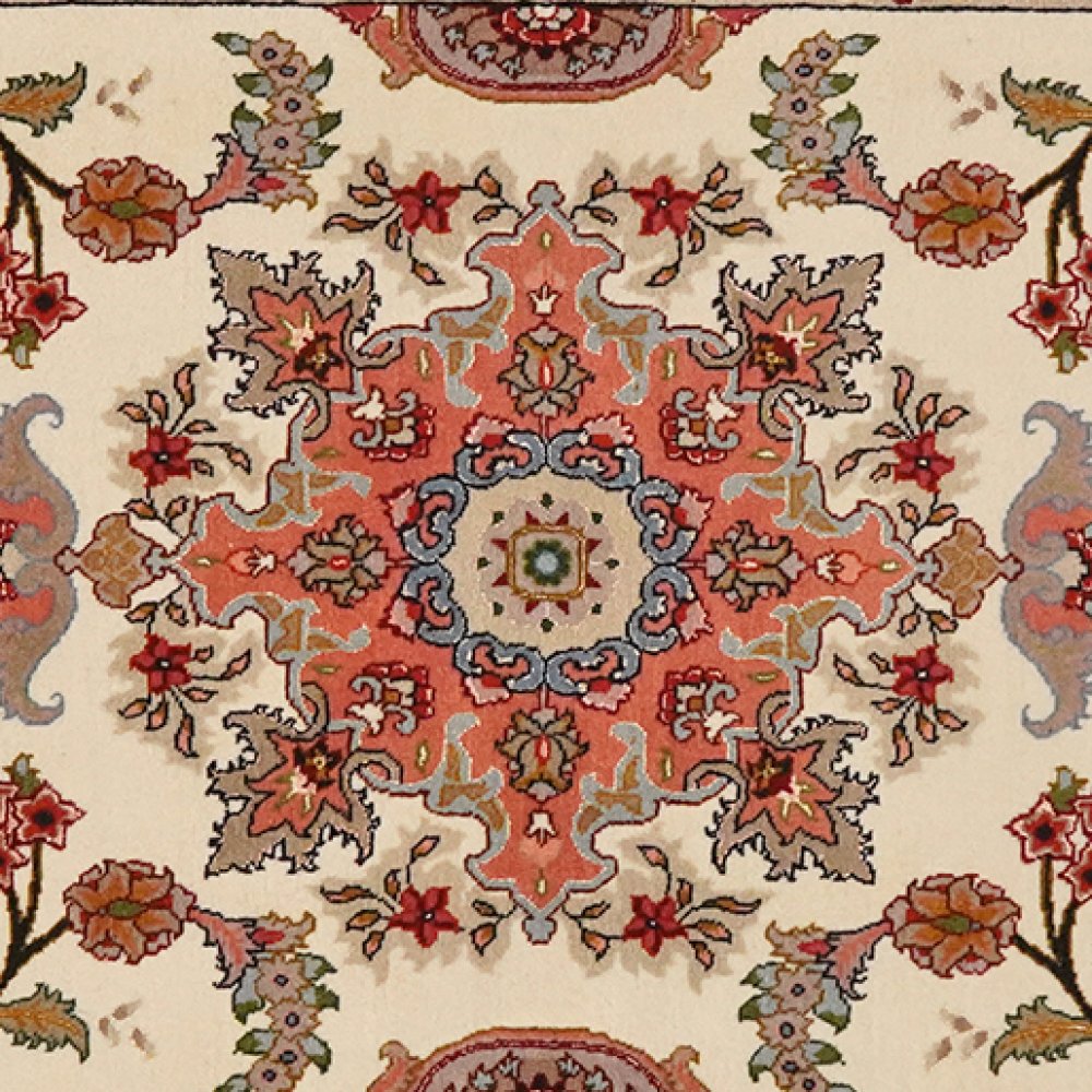 Tabriz 50 Raj — Hand-knotted, 82x199 cm, Beige, 95% Schurwolle, 5% Seide | View 4