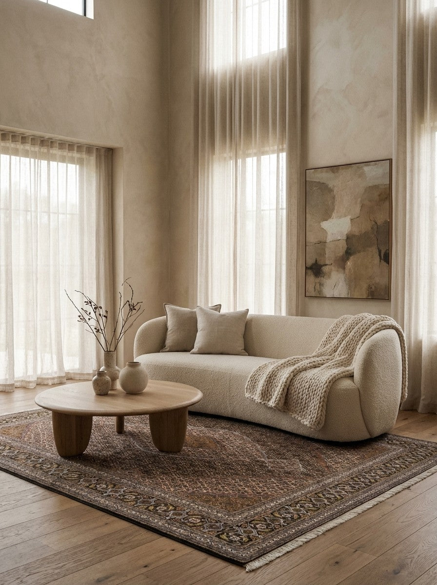 Tabriz 40 Raj — Hand-knotted, 197x246 cm, Brown, 100% Virgin Wool | Detail view