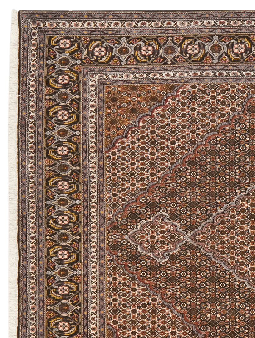 Tabriz 40 Raj — Hand-knotted, 197x246 cm, Brown, 100% Virgin Wool | View 3