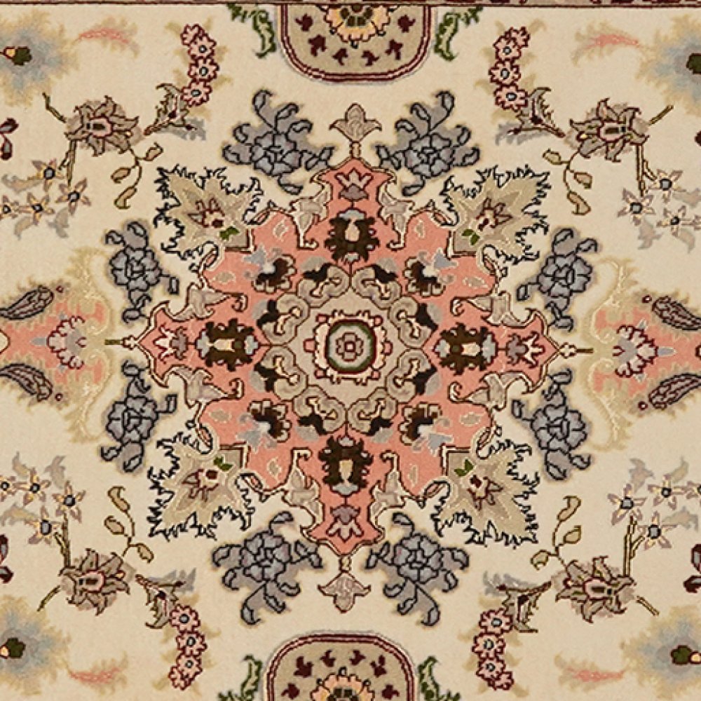 Tabriz 50 Raj — Hand-knotted, 80x204 cm, Beige, 95% Schurwolle, 5% Seide | View 4